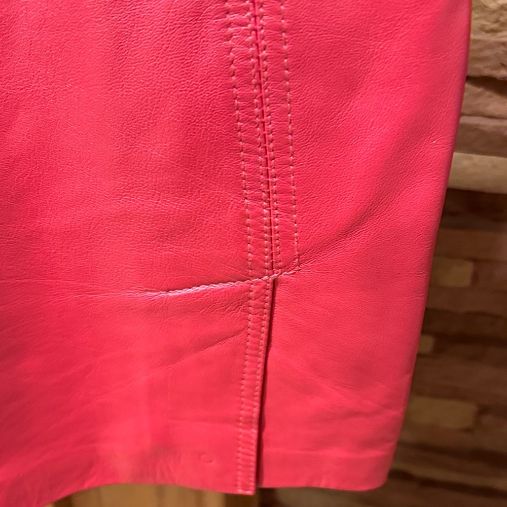 Cache Genuine Leather Women's Pink 2PC MINI Skirt & Blazer Suit - Picture 8 of 12
